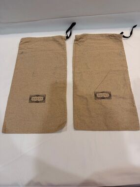 Gucci Beige Cotton Drawstring Shoe Dust Bags - Pair